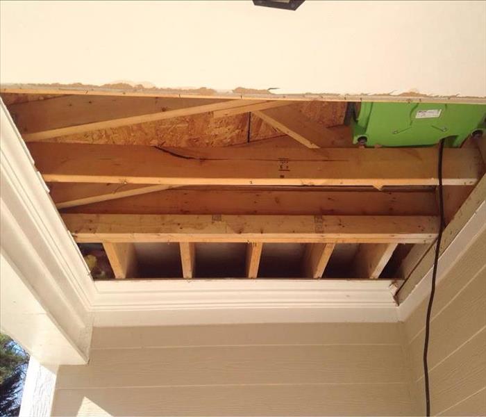 celling with wood framing showing
