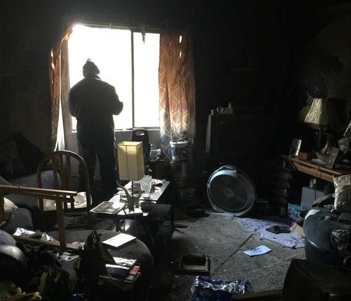 room with various burned items