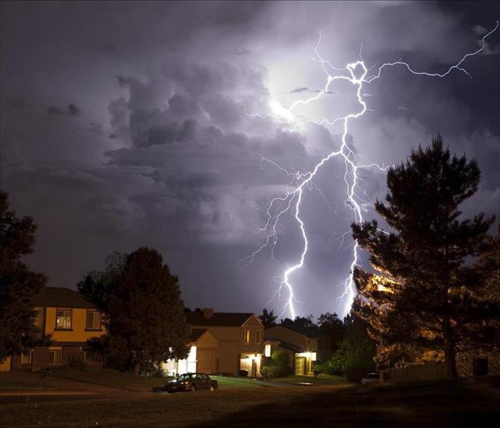 Lightning storm over a home